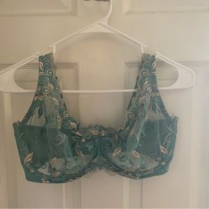 Soma Blue/Green Lace Unlined Underwire Bra Size 34G